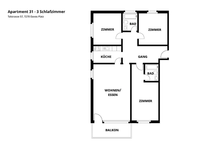Grosszuegige 3 Schlafzimmer In Bergblick Zentral * Νταβός